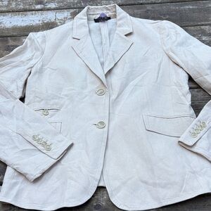 Talbots Light Beige linen Blazer size 14